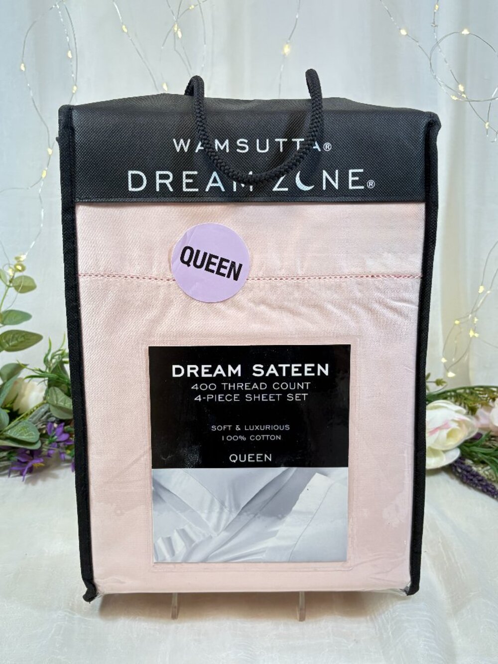 New Wamsutta Dream Zone Sateen Pink 400 TC 4 Piece Cotton Queen Sheet Set